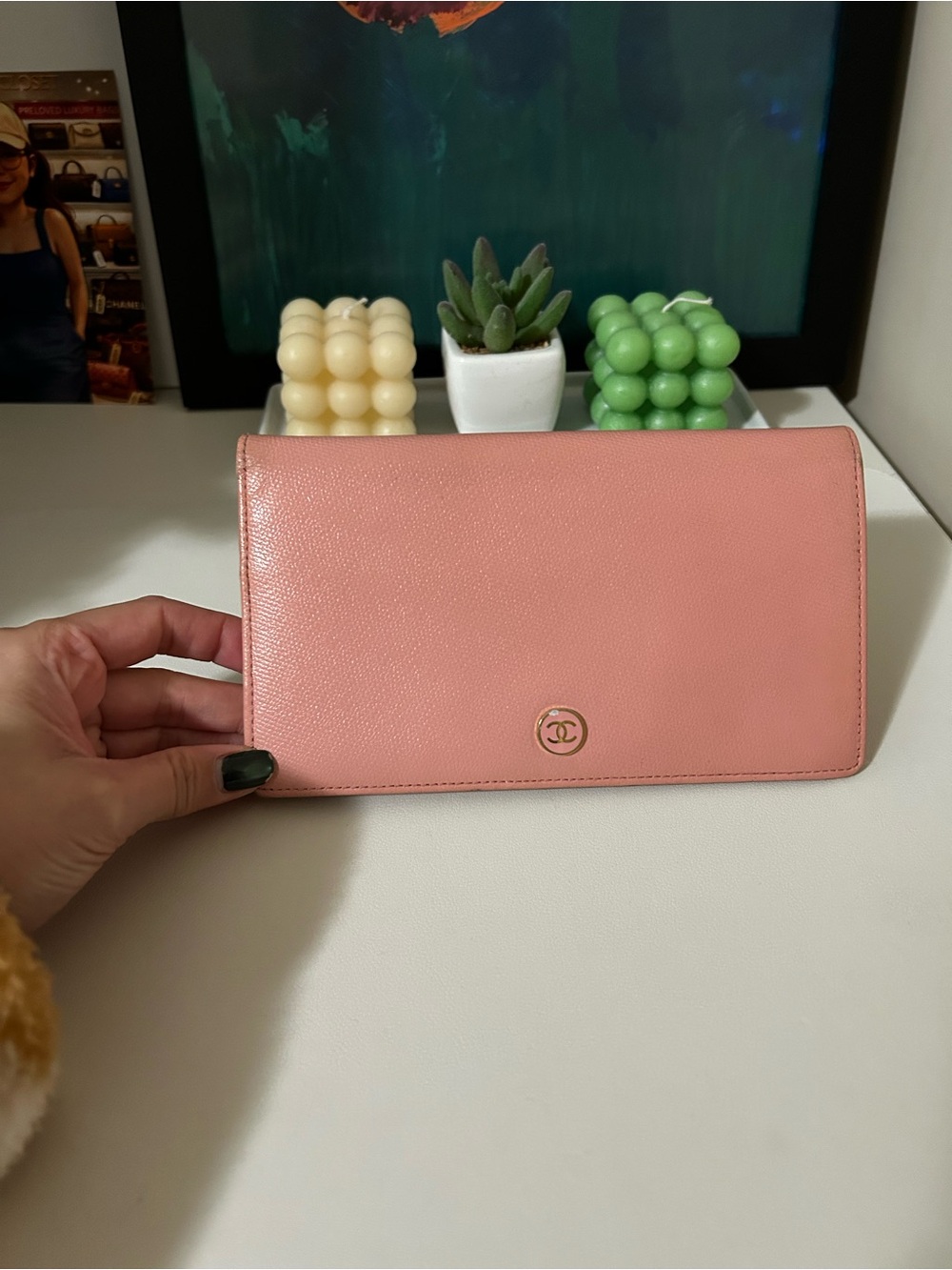 CHANEL Pink Leather Wallet